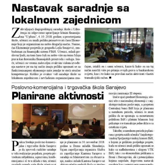 Časopis Ministarstva za obrazovanje, nauku i mlade Kantona Sarajevo „Mladi i škola“, decembar 2018.